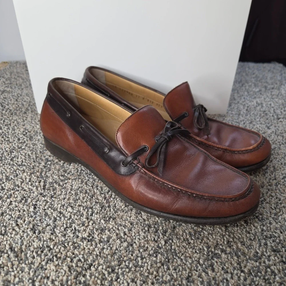Cole Haan Collection Mens 11 M Brown Leather Moc Toe Bow Loafers 913‎